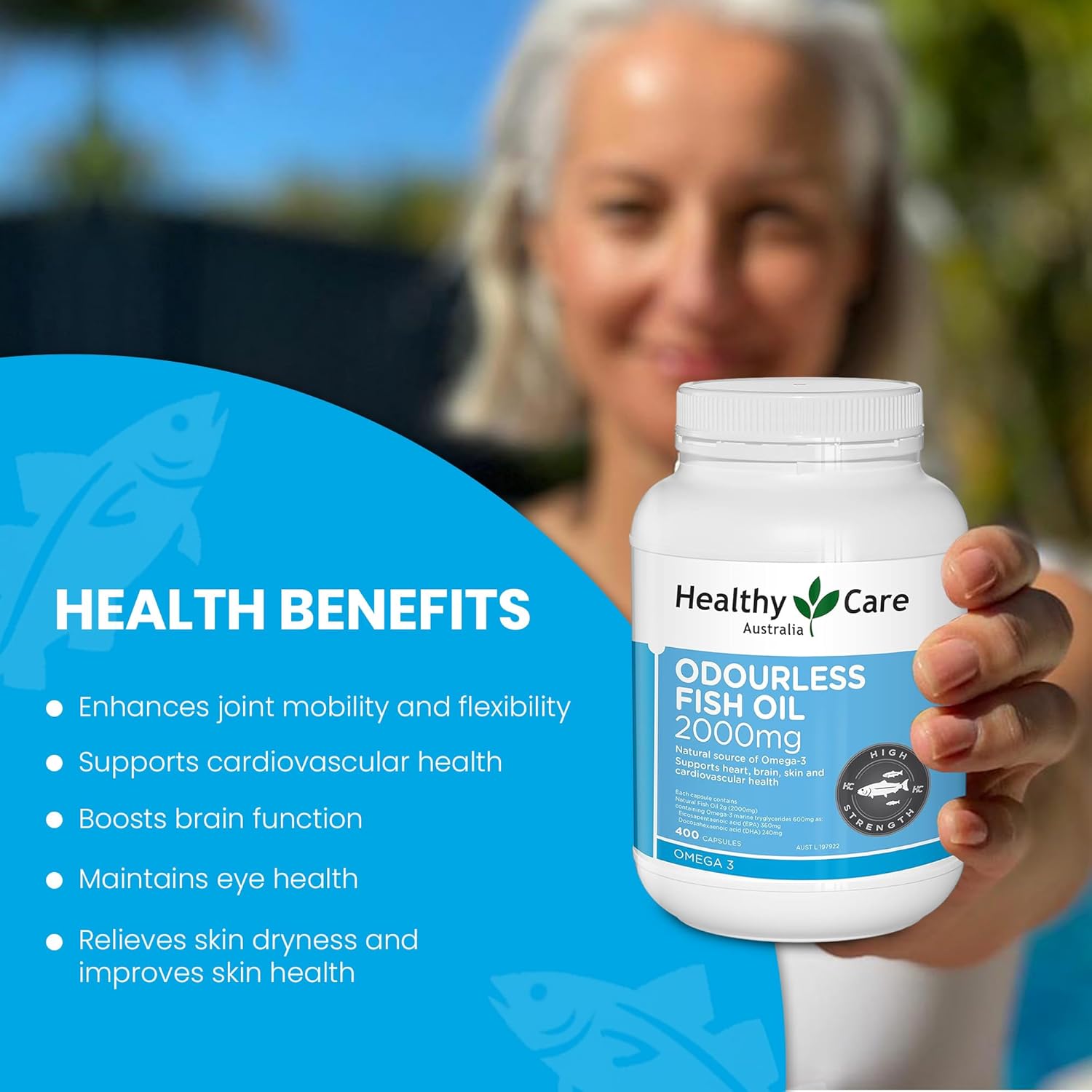 Healthy Care Odourless Fish Oil 2000mg 400 Soft Capsules