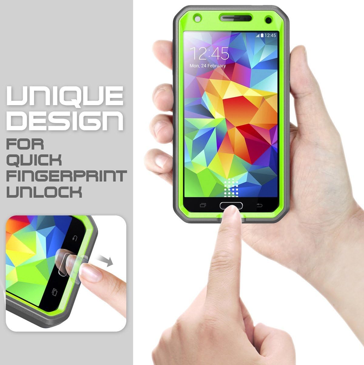 Galaxy S5 Case, SUPCASE [Heavy Duty] [Unicorn Beetle Pro Series] Full-body Rugged Case with Built-In Screen Protector for Samsung Galaxy S5 Case, Dual Layer Design Impact Resistant Bumper (Green/Gray)