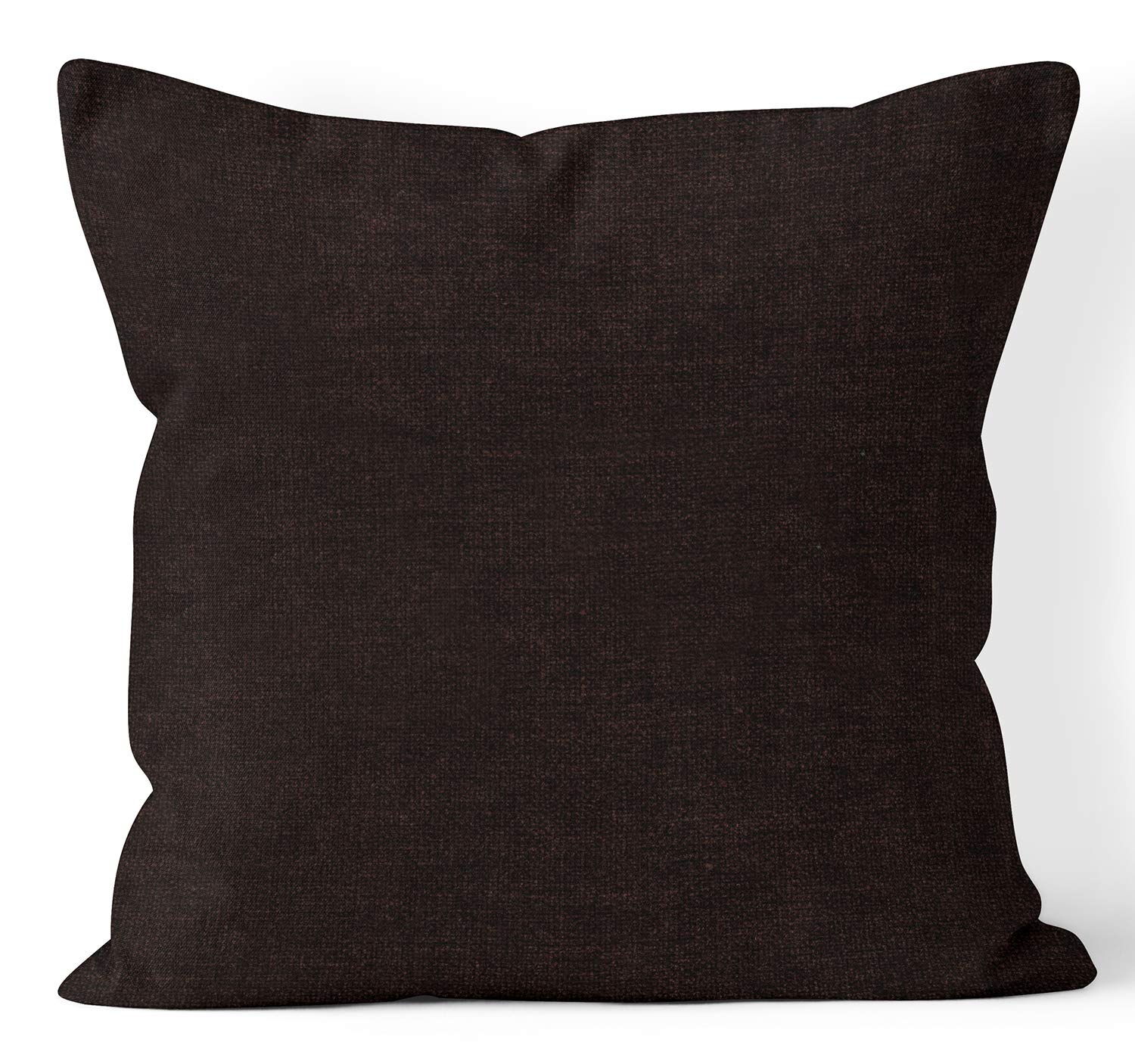 Encasa XO Polyester Chenille Cushion Cover Set of 1-50x50 cm (20"x20") Chocolate - Decorative Cushion Covers Smooth Fabric, Washable Solid Color Medium Square Pillow Cover for Bed, Sofa, Chair