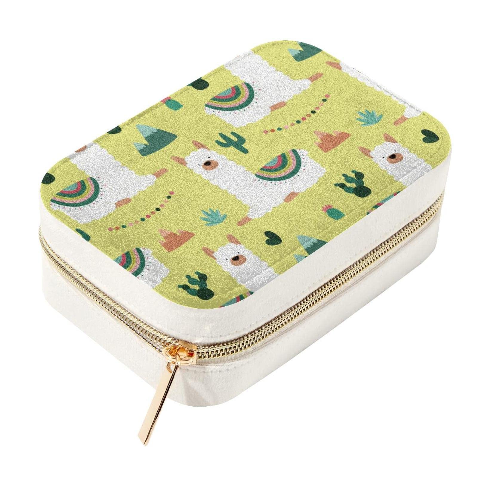 Boîte à bijoux de voyage velours mini organiseur portable lama