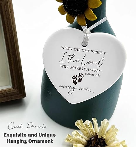 Miniatura 4 de Adorno Colgante Navideño en Forma de Corazón - Regalo de Anuncio de Embarazo - Promocionado a Nuevos Abuelos Abuela Abuelo o Tía y Tío - Nuevo Bebé