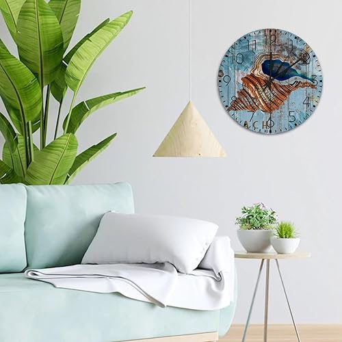 Miniatura 10 de Relojes de pared silenciosos sin tictac de 10 pulgadas, diseño náutico, playa, océano, tema submarino, caracol, decoración del hogar para hotel,
