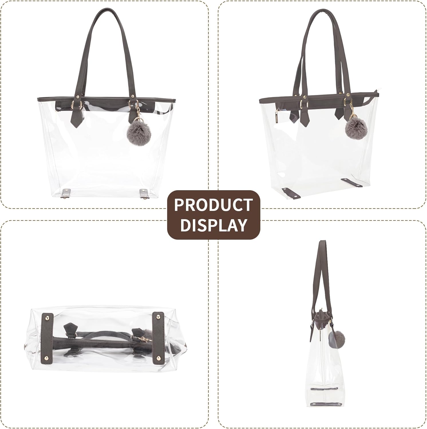 Large Clear Bag Transparent Shoulder Handbag with Plush Pendant - Image 7