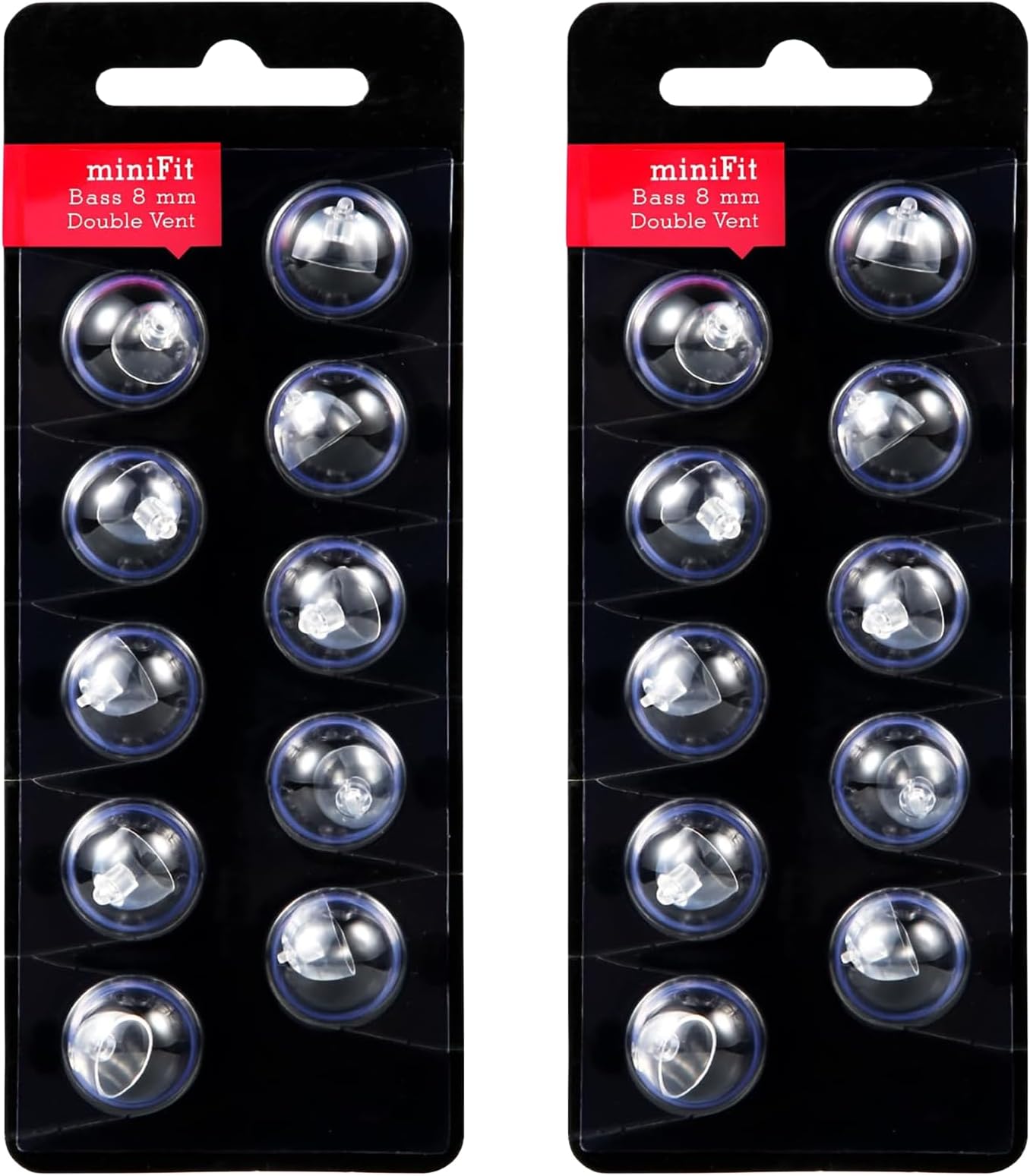 Hearing Aid Domes for Oticon, 2 Pack 20PCS 8mm Replacement Hearing Aid Domes Universal Domes for Oticon MiniFit, Double Vent Bass Domes