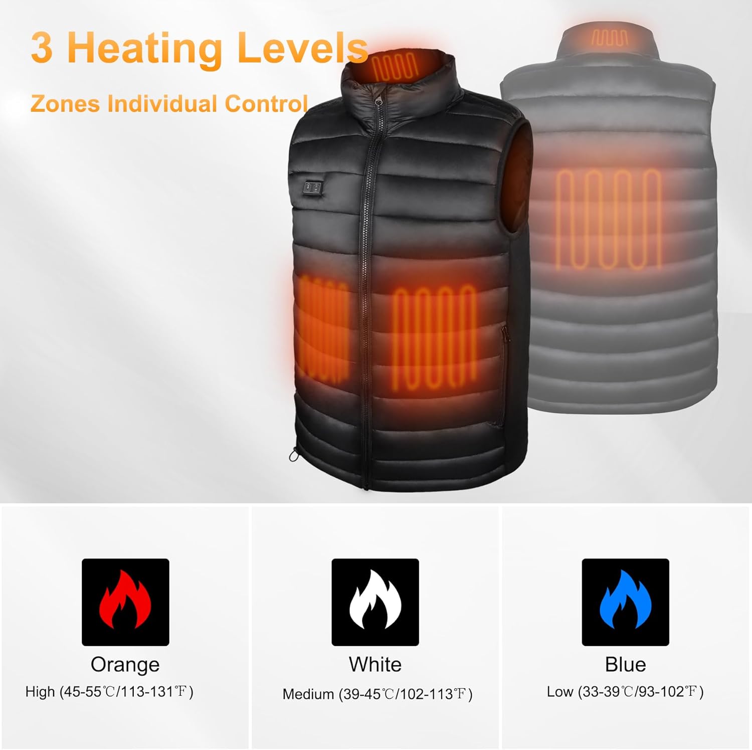 Heated Vest for Men with 7.4V 10000mAh Battery Pack, Gifts for Men, Rechargeable Men's Heated Vest, Gifts for Him - Image 5