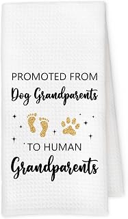 New First Time Grandparent Gifts Kitchen Towels, Dog Grandparents Gifts, New First Time Grandma and Grandpa Gift Decorative Hand Tea Dish Towel for Kitchen Decor, 16x24 Inch