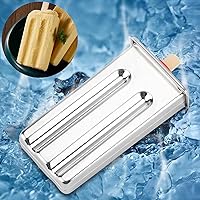 Vista 7 de Juego de 6 helados reutilizables de acero inoxidable con base de soporte para palo, para hacer helados, congelador para cocina casera (doble plano)