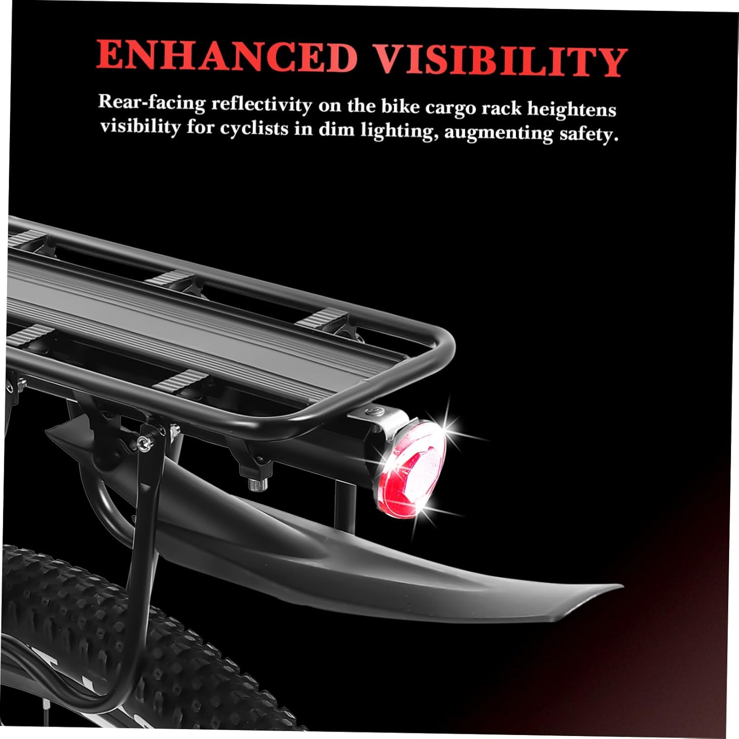 Quick Release Bicycle Cargo Rack with Mounting System Lightweight Includes Mudguard Reflective Tail for Enhanced Safety