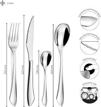 Amefa Instinct 24 Piece Cutlery Set for 6 People – Premium Stainless Steel Flatware – Contemporary Polished Finish – Gift Boxed – Dishwasher Safe