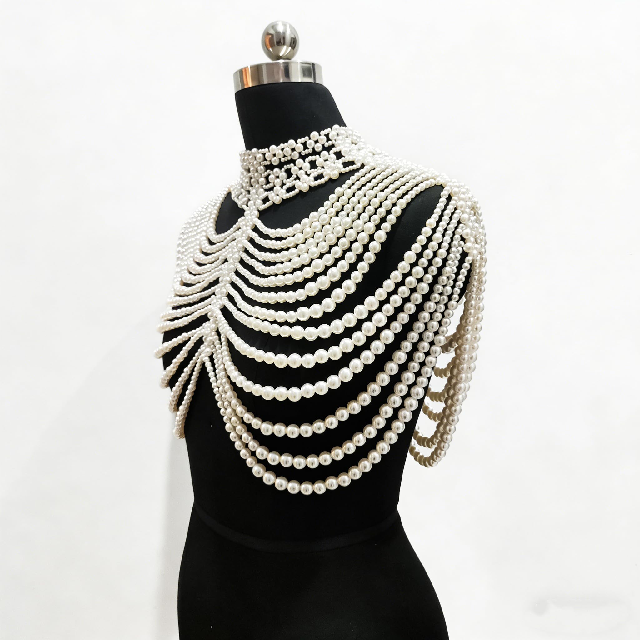 Vintage-Perlen-Umhang, Damenschal, Perlen-Capelet für Braut, Hochzeit, Steampunk-Kostüm