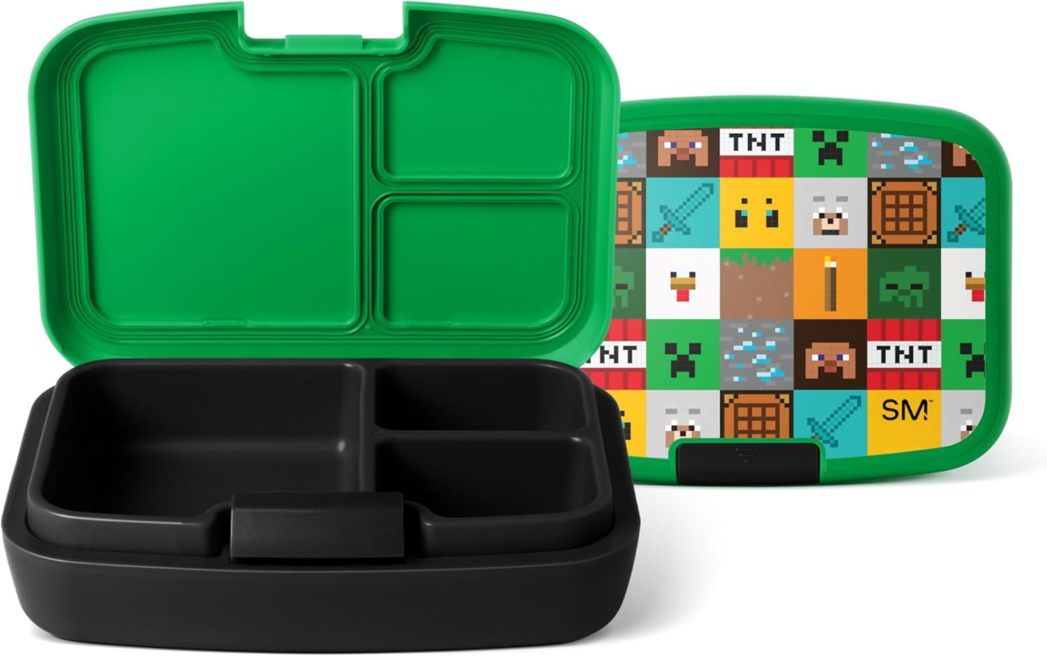 Simple Modern Minecraft Porter Bento Lunch Box | BPA Free, Leak-Resistant, Dishwasher Safe | Lunch Container for Girls, Boys, Toddlers, Kids | 3 Compartments, Minecraft Mashup