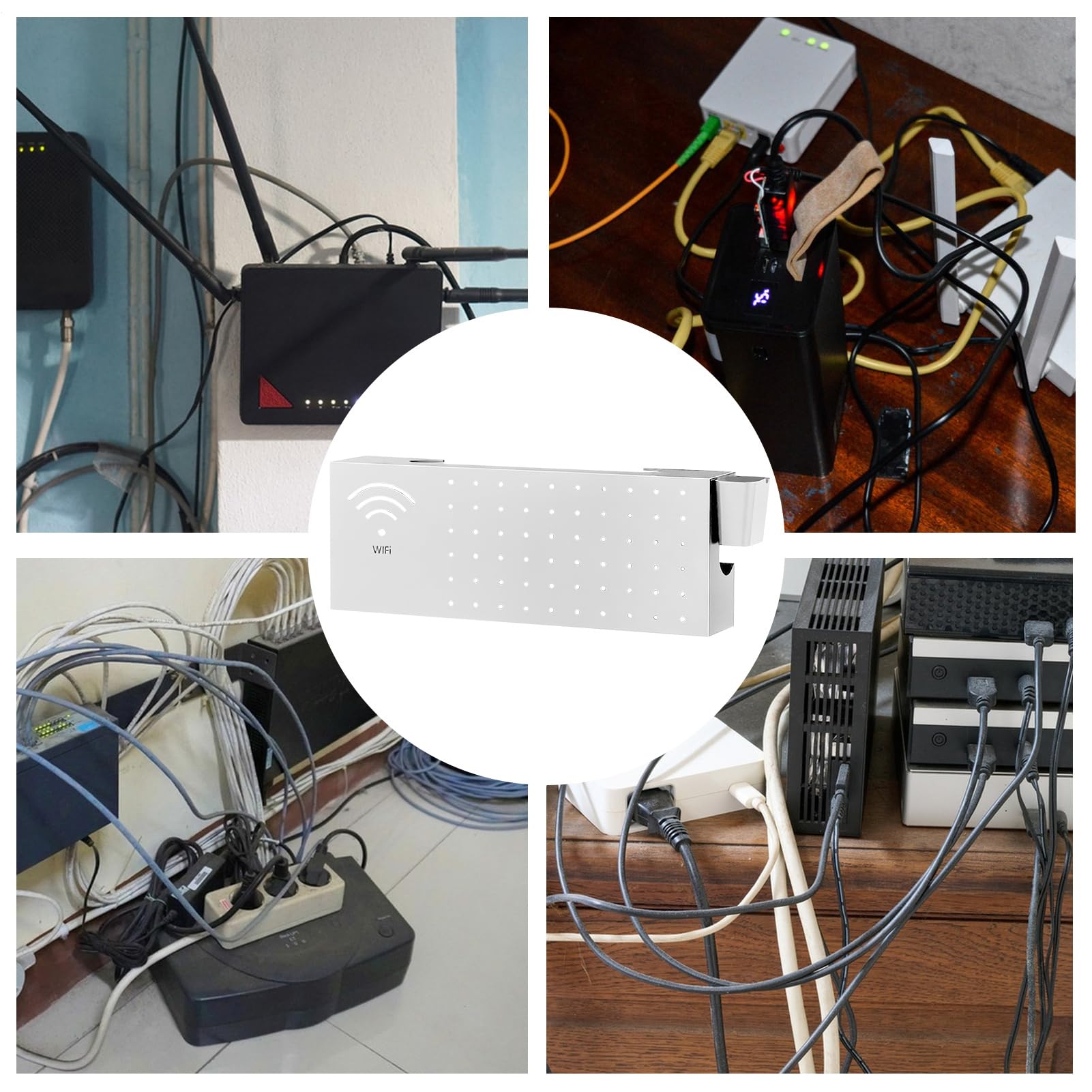 Copri Scatola Router Copertura Multifunzionale da Parete in Acciaio al | Scatola di Archiviazione per Router WiFi per Connessione Rete Presa Uscita Organizzatore Cavo Soggiorno TV Scrivan