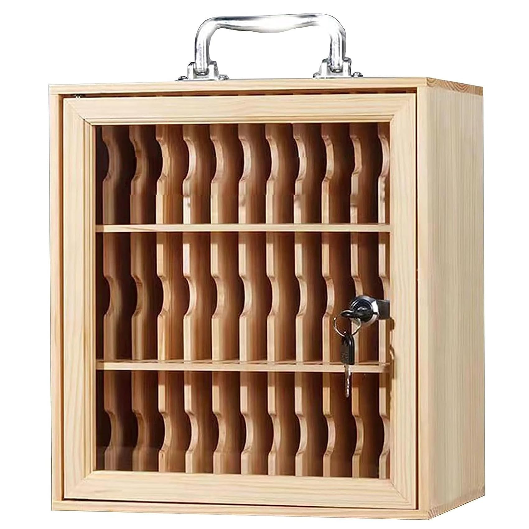 Cubo de almacenamiento transparente para teléfono móvil con casilleros numerados, ideal para uso escolar y exámenes, material de madera, 36 ranuras