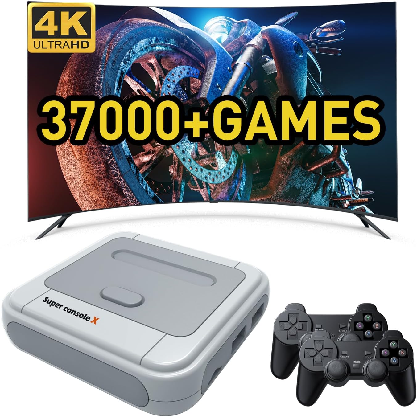 Kinhank Super Console X Retro Video Game Console Built in 37,000+ Games,Emulator Console Compatible with Most Emulators,Game Consoles for 4K HD Output,5 Players,LAN/WiFi,2 Gamepads