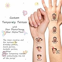 Vista 2 de Tatuajes temporales de corazón personalizados con texto y nombre, tatuaje temporal personalizado con cara para adultos, parejas, mujeres, hombres