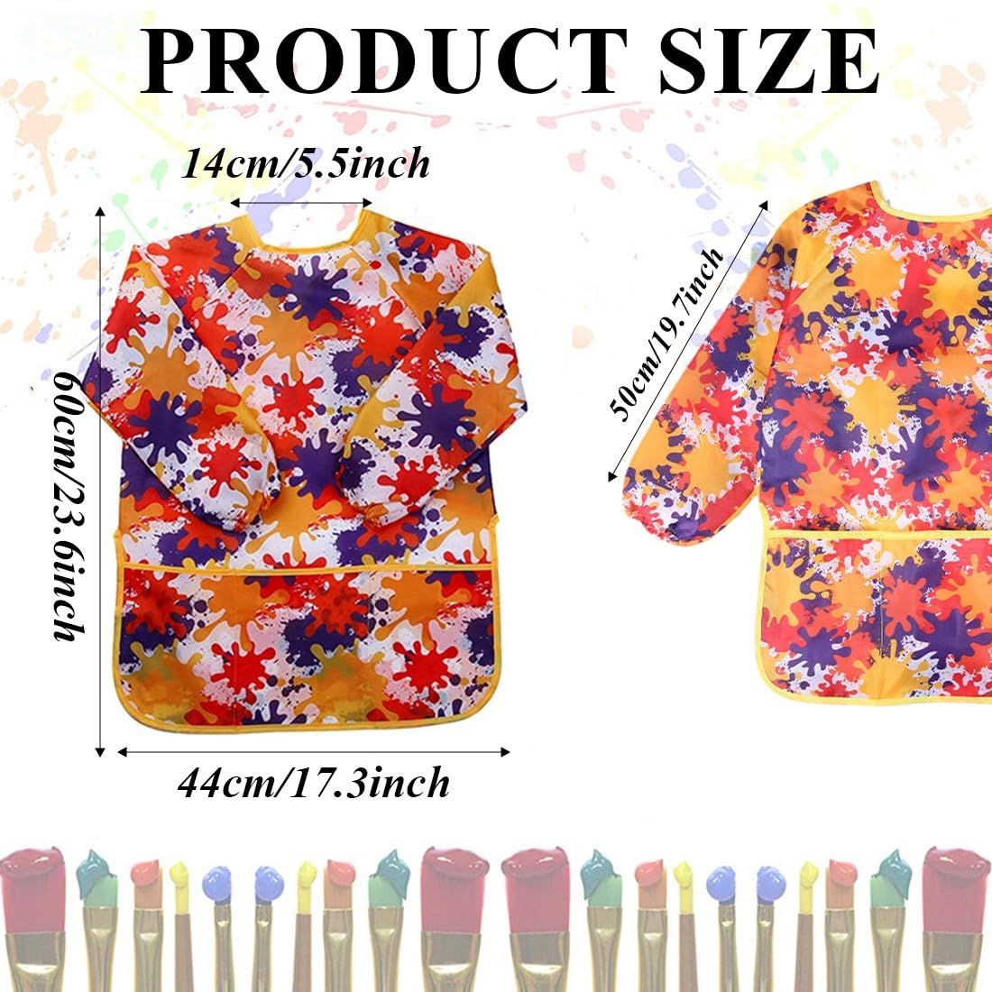 Tablier Peinture Enfant Imperméable Manches Longues Blouse d'Art 2-8 Ans Garçon Fille