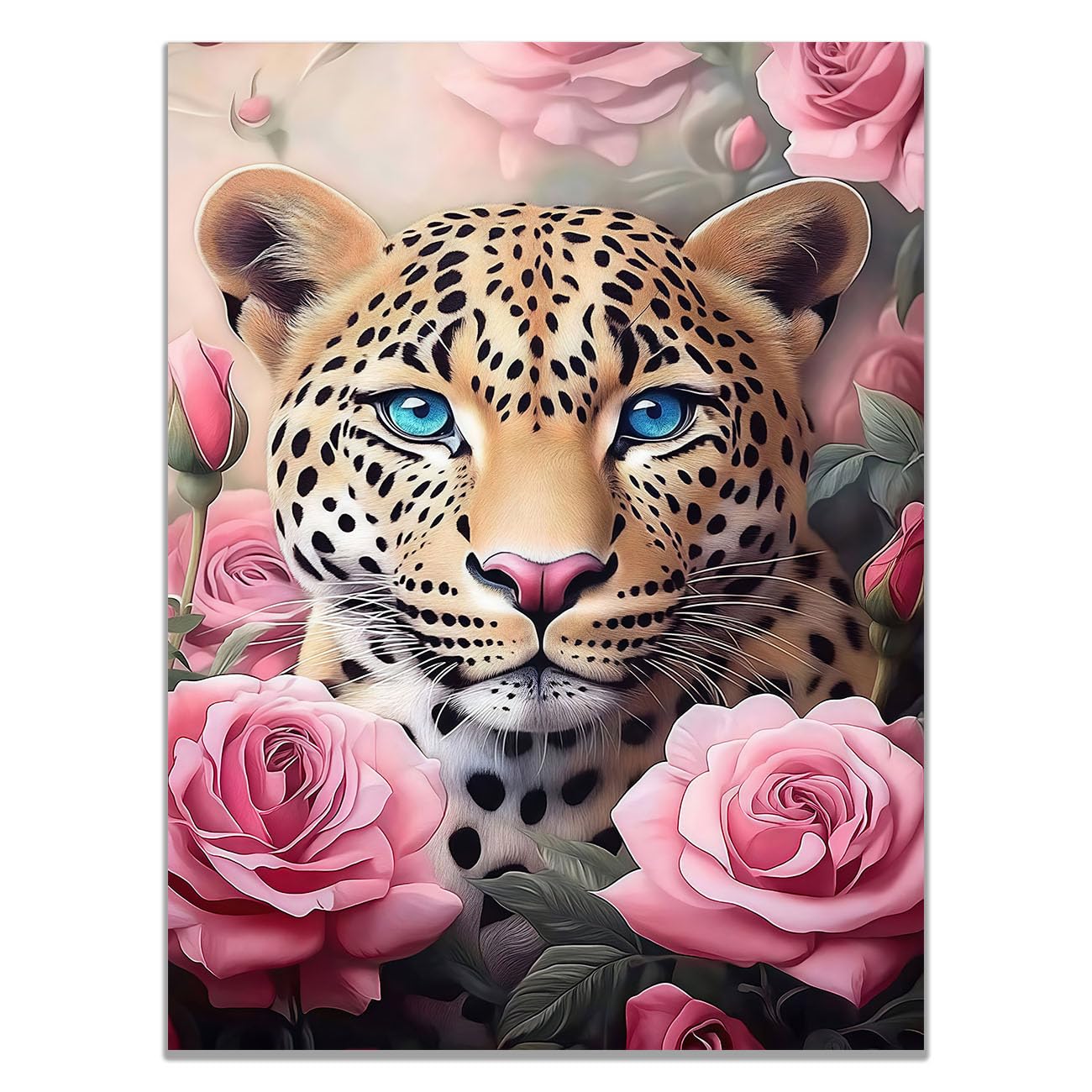 TODOAA Canvas Wall Art Funny Bathroom Decor Beautiful Leopard Flowers Toilet Aesthertic Poster -Painting Modern Wall Decor for Living Room Artwork Canvas(Pink 20)-30x40cm Unframed — image 1