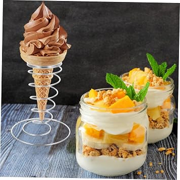 4 pack Ice Cream Cone Holder Stainless Steel Cone Stand for Desk Display Serving Stand for Cafes Restaurants Parties and Food Stalls Easy to Place and Remove Cones