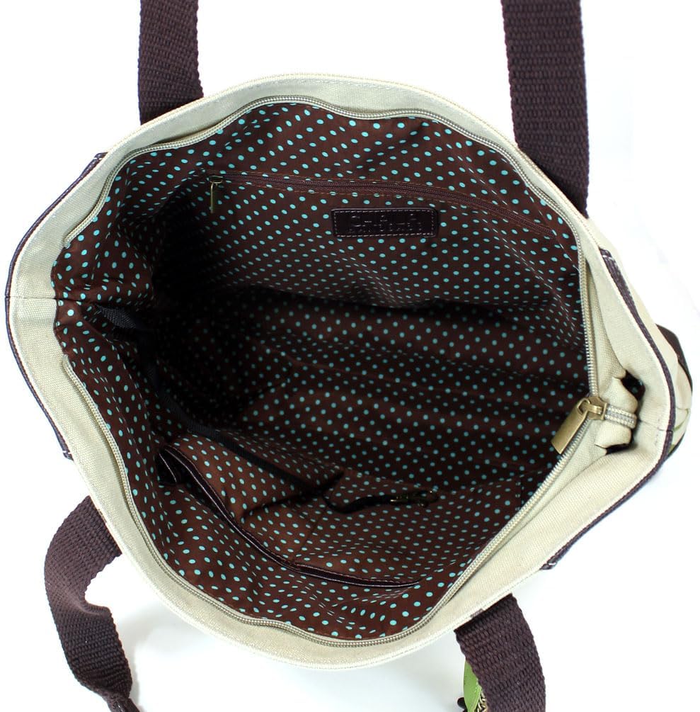 CHALA Canvas Tote Bag - Women Shoulder Purse with Detachable Charm/Keychain