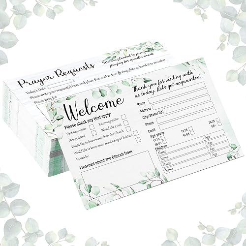 Miniatura 9 de Paquete de 180 tarjetas de bienvenida de 3 x 5 pulgadas, tarjetas decorativas de eucalipto para petición de oración para felicitación de iglesia
