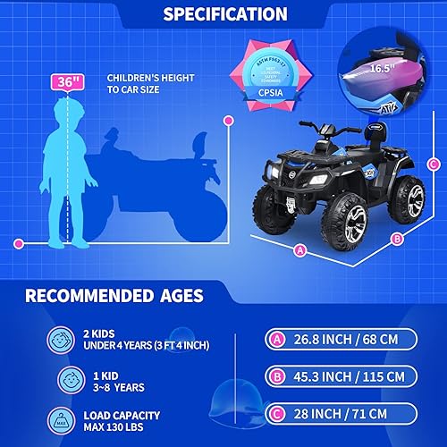 Miniatura 6 de Joywhale Vehículo eléctrico de 24 V y 2 plazas para niños, 4 ruedas, fácil de arrastrar, con motor potente de 4 x 75 W, batería grande, suspensión