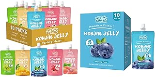 VOLO VERO Konjac Jelly Pouch Drinkable Variety Pack and Konjac Jelly Drinkable Pouch, Blueberry Flavor, 10 Pack | Gluten Free, Vegan, Low Sugar, Keto, Fat Free, Plant-Based Fruit Snack with Vitamin C