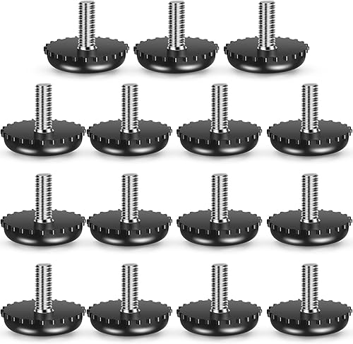 Dunzy 15 niveladores de muebles ajustables 1/4-20 de acero inoxidable atornillados en patas de nivelación roscadas atornilladas para muebles,