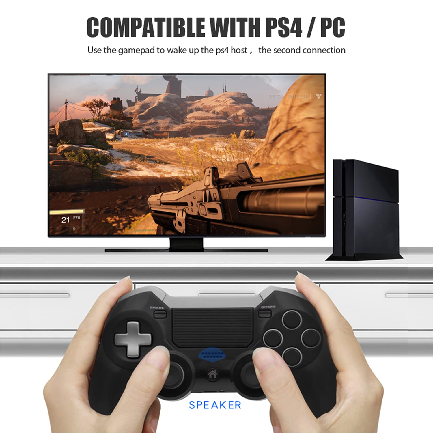 Mayfan Elite Controller Compatible for PS4,Dual Vibration Modded Game Wireless Controller with Back Paddles,Speaker and 3.5mm Audio Jack(TTRS)