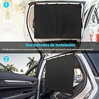 Vista 5 de Parasoles para Ventanas de Automóvil, 2 Piezas Magnético de Doble Capa Parasol Auto para Ventanas Laterales Privacidad Coberturas Completas/Opciones