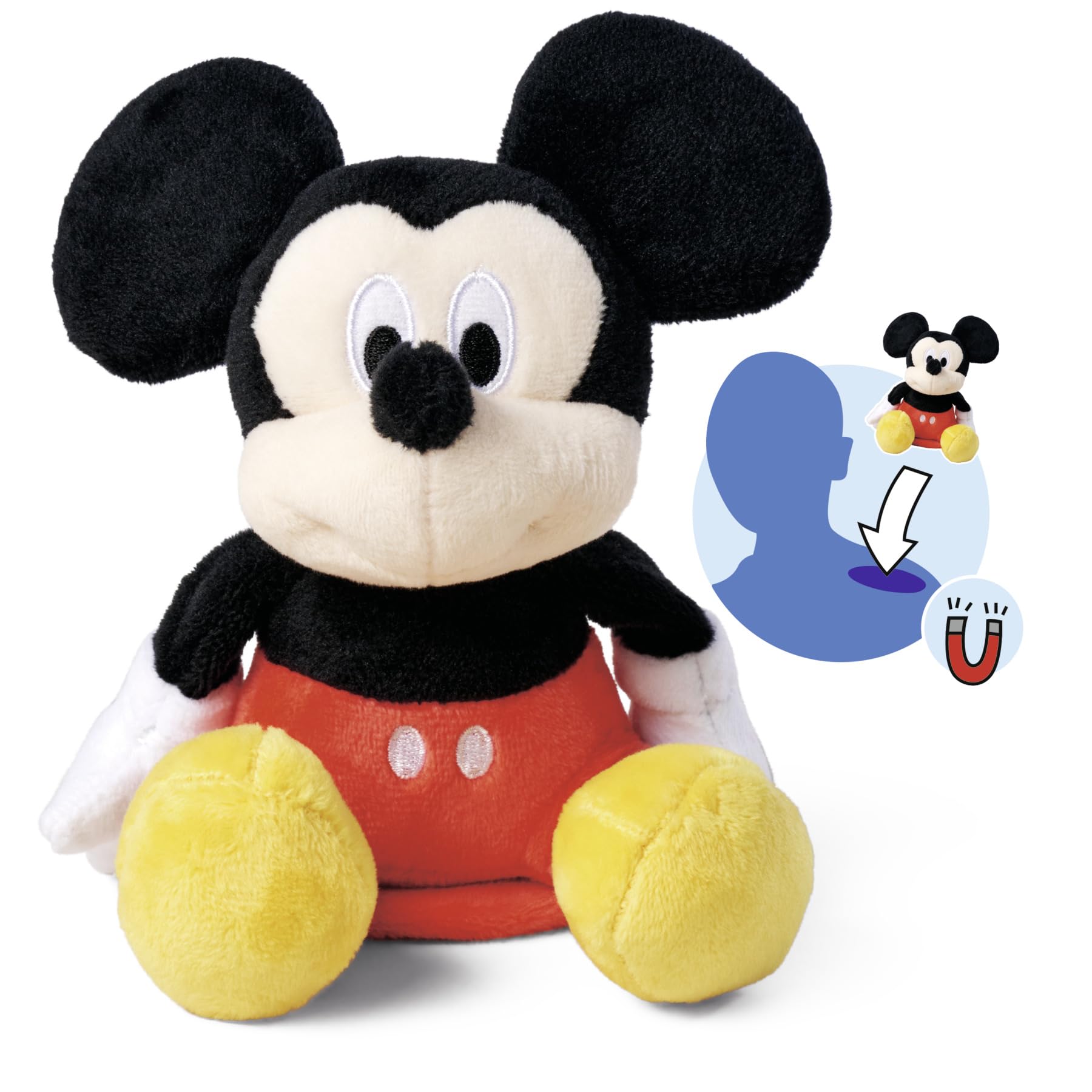 Simba 6315870460 Disney - Peluche Mickey Mouse - Épaules - 12 cm - Peluche magnétique à emporter - Jouet pour Fans et Enfants à partir de 0 Ans
