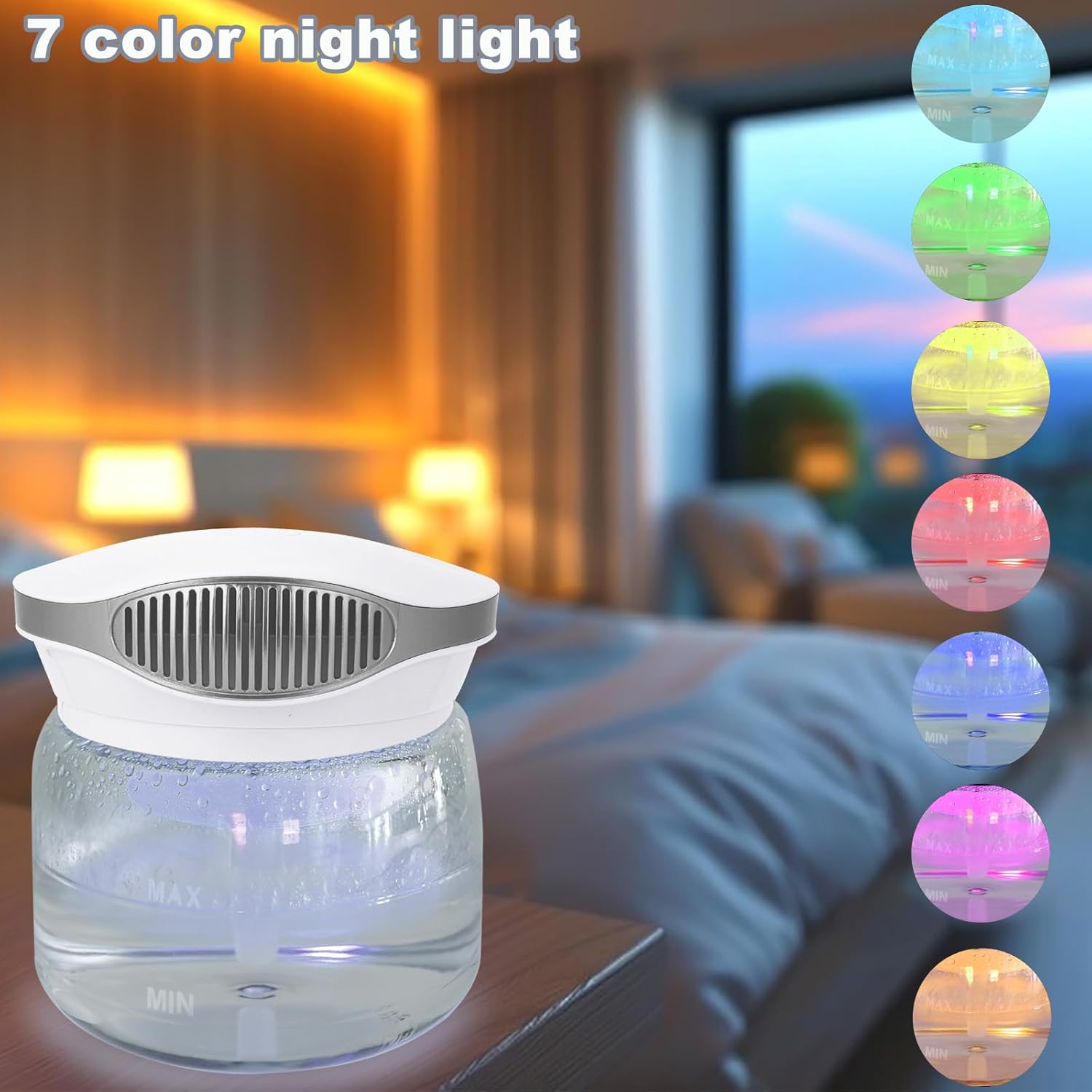 Water Air Purifiers for Home (Grey) and Essential Oils Set (Lavender, Rose, Lemon, Orange), 20ml Each