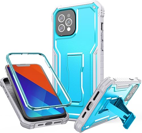 Miniatura 7 de FITO Funda para Apple iPhone 13 Pro, doble capa a prueba de golpes resistente con protector de pantalla de vidrio templado y soporte integrado