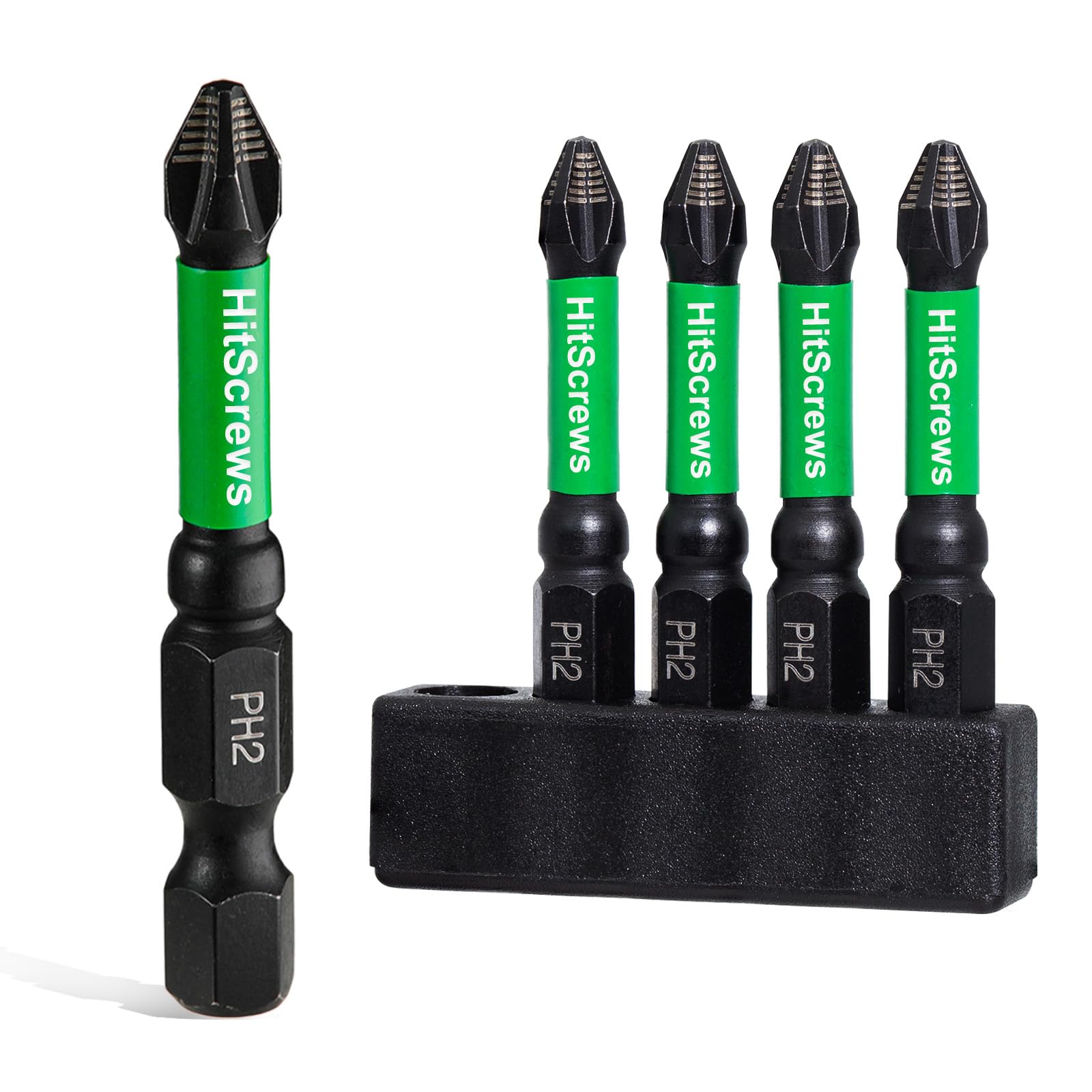 HitScrews Anti-Slip Screwdriver Bit#2-2" /50mm PH2 Impact Driver Bits 5Pcs