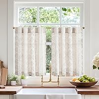 Vista 34 de jinchan Cortinas bohemias de lino para cocina, cortinas escalonadas bohemias para cafetería, cortinas pequeñas a rayas mudcloth estilo granja