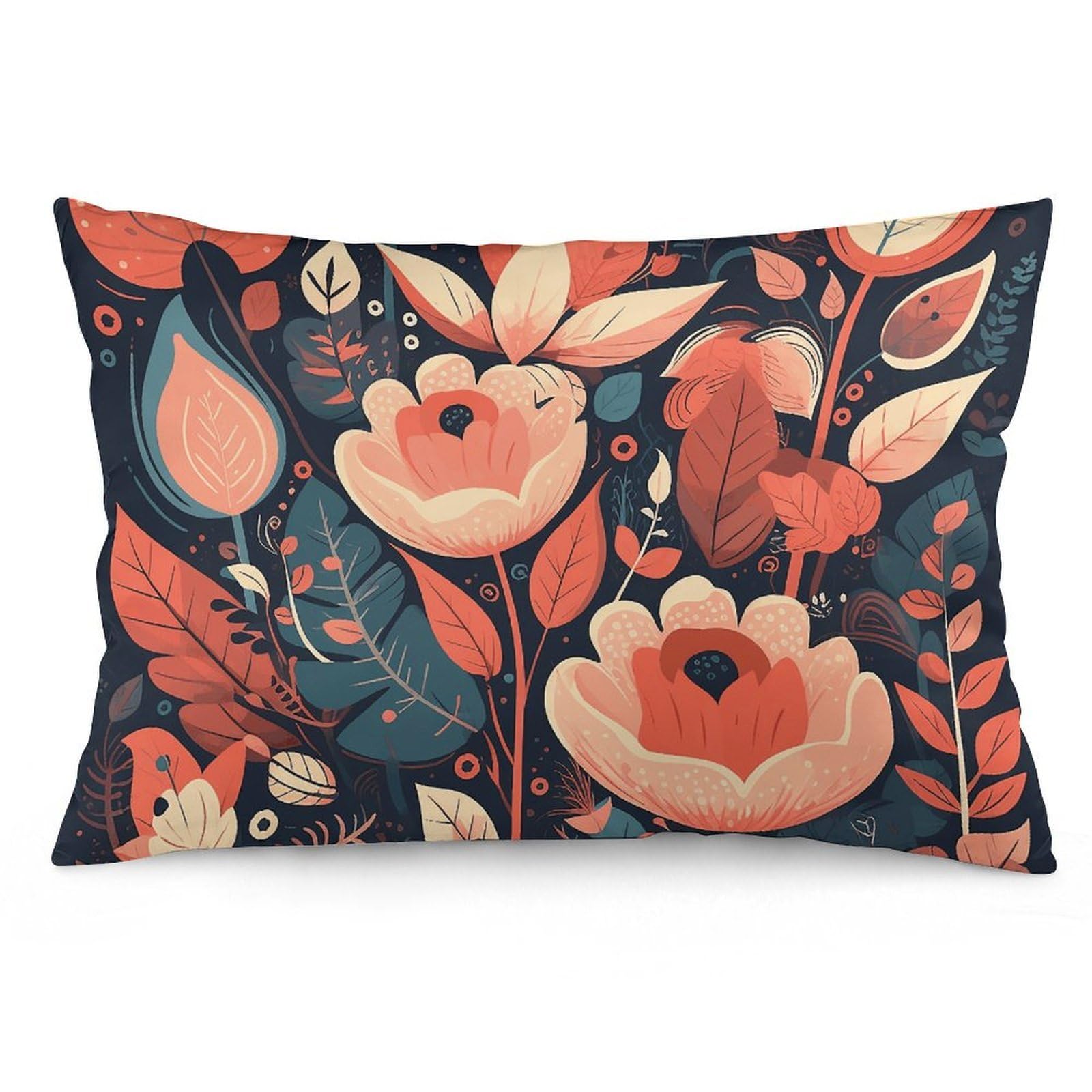 2 Pack Pillow Cases for Hair and Skin, Soft Breathable Pillow Case Covers with Hidden Zipper, Peach and Orange Flowers Pillowcase 16 "x24 Pillow Covers for Sleeping Gift