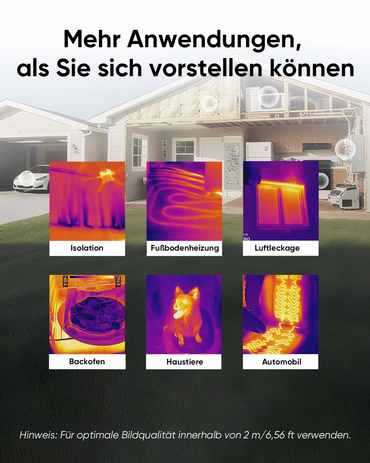 HIKMICRO D01- Wärmebildkamera 240 x 240 SuperIR | Handheld Thermal Camera, 11 Stunden Akkulaufzeit, 3350mAh, 20Hz, -20°C bis 400°C, Haus-Inspektion, Hoch-/Tief-Temperaturalarm