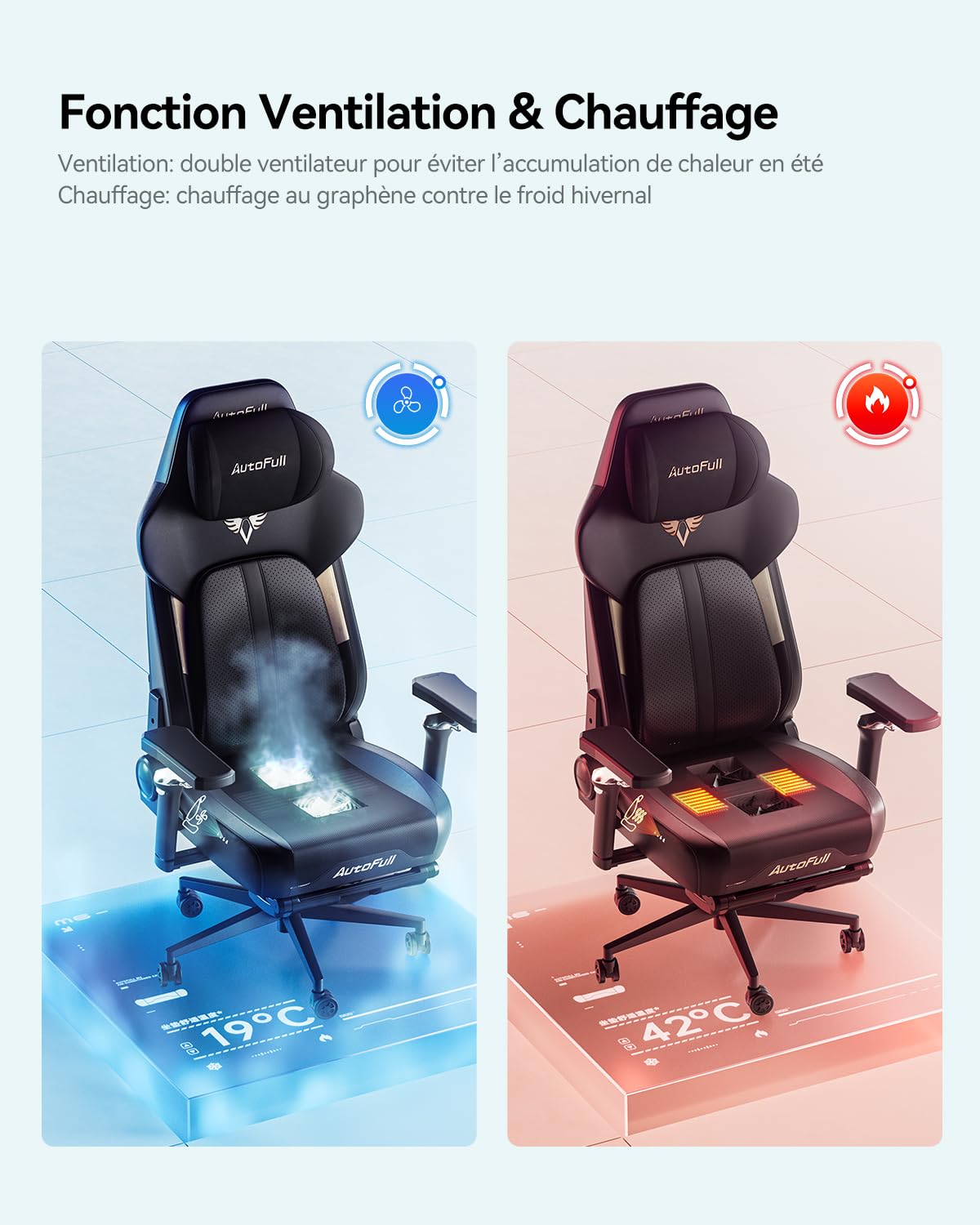 AutoFull M6 Ultra 2.0 Chaise Gaming Ergonomique avec Double Massage | Double Massage Vibrant, Ventilation Active, Chauffage, Soutien Lombaire Dynamique. Partenaire officiel IEM & ESL 2026