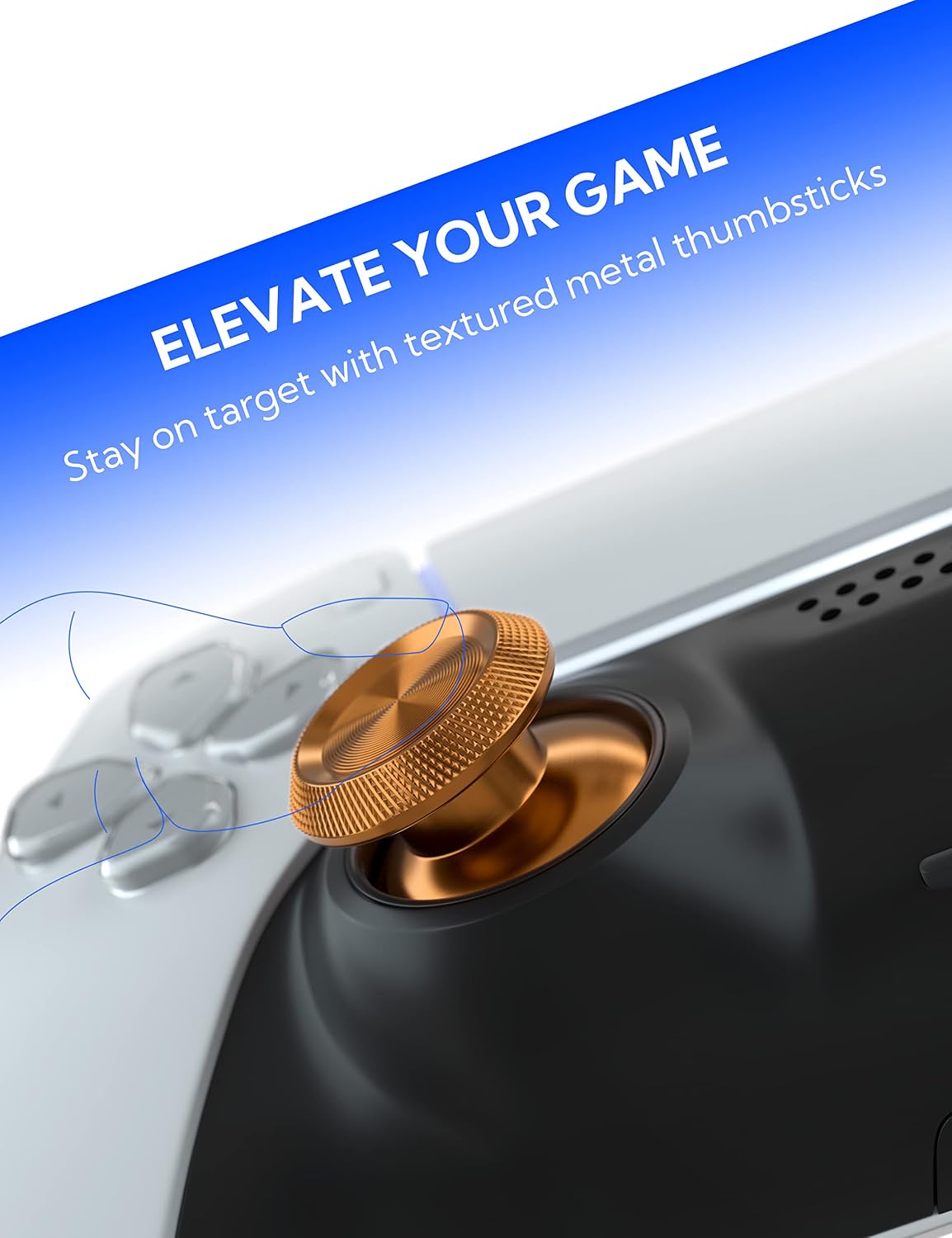 Metal Thumbsticks for PS5 Controller, Aluminum Joystick Replacement Kit for Dualsense Controller Accessories (Gold) image 2