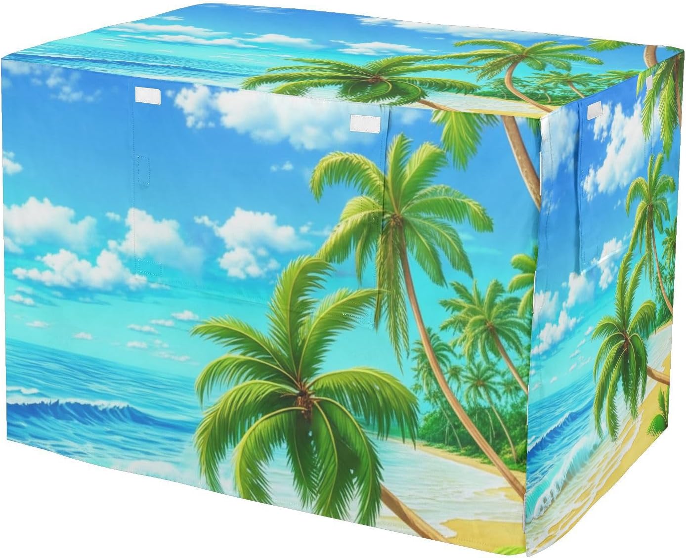 Tropical Beach Palm Trees Dog Crate Cover Washable, S-XL Water-Resistant Cage Cover for Indoor Pets, X-Large