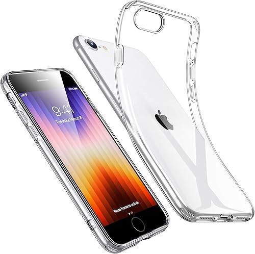 ESR Funda para iPhone SE 2022/2020/3rd/2rd, para iPhone 8/7, funda protectora delgada y suave de TPU transparente, resistente al amarilleo, serie