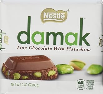 Nestle Damak Milk Chocolate with Pistachio 80g Bar Pack, 3 Count - Halal - Made in Turkey