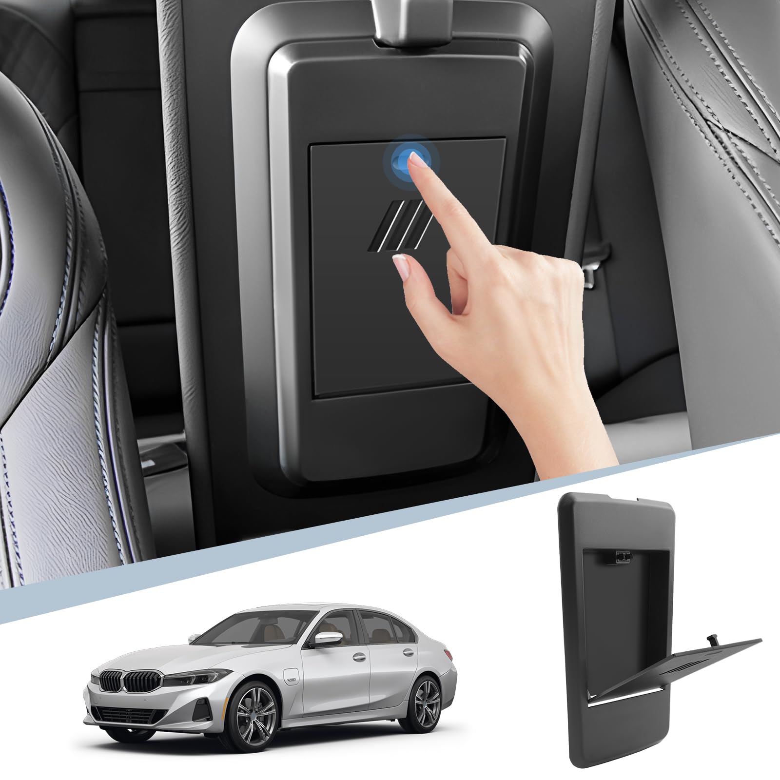 BIBIBO Ukryte pudełko do przechowywania podłokietników samochodowych, ukryta półka, kompatybilna z BMW serii 3, G20, G21, I3, 4, G22, G23, I4, tajna kieszeń na podłokietniki, ukryta kieszeń, tajne