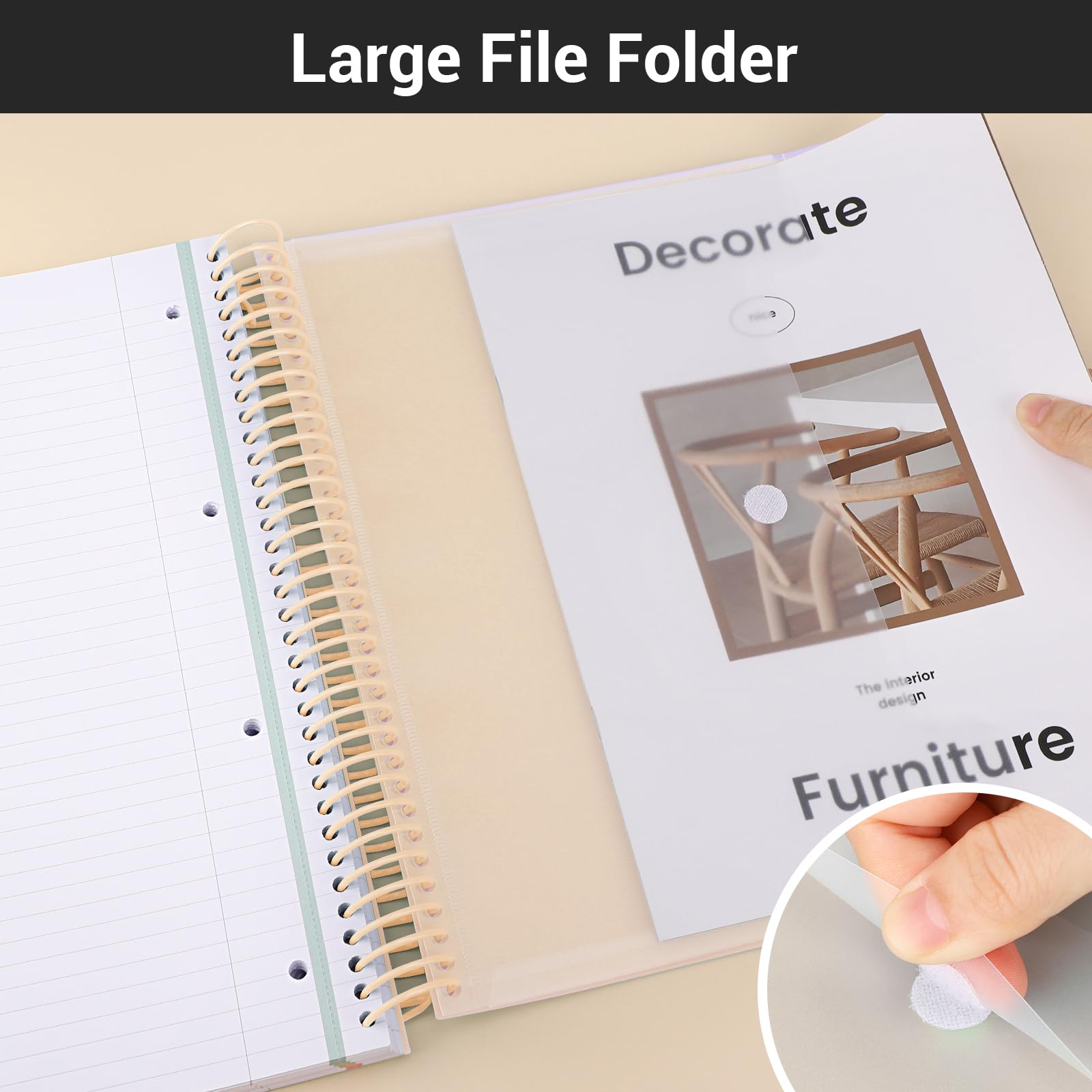 Quaderno a righe per 3 soggetti, formato A4, 23,5 x 29,7 cm, grande, a righe, con copertina rigida in polipropilene, per donne, 240 pagine, carta spessa 90 g/m², con tasca, per lavoro, ufficio, scuola