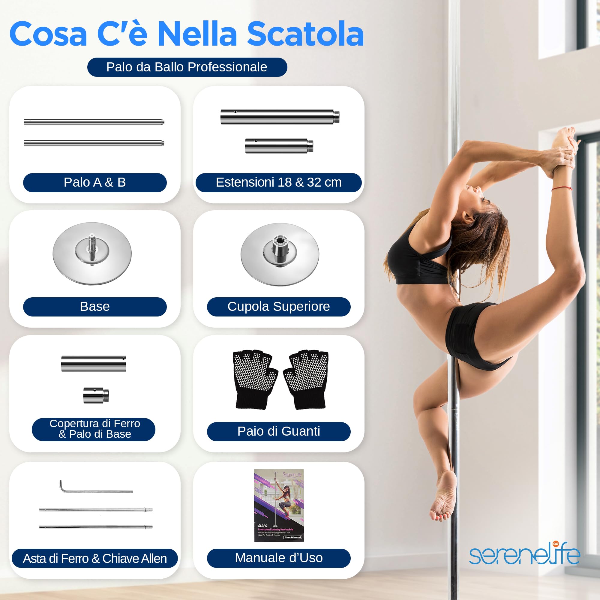 SereneLife Professional Upgrade Spinning Dance Pole