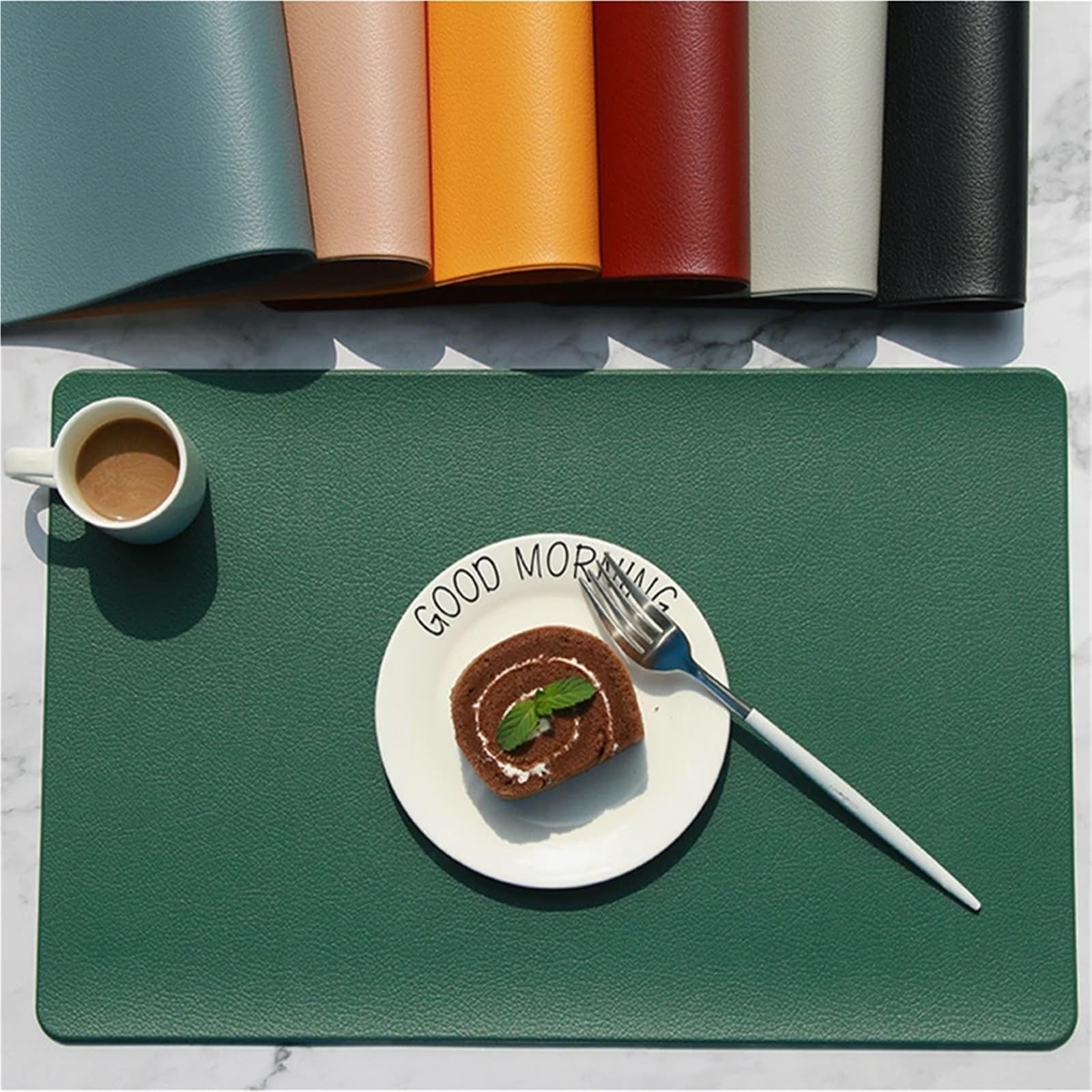 Napperon en Cuir PVC, Tapis de Table Cuisine, 4 pièces pour Table