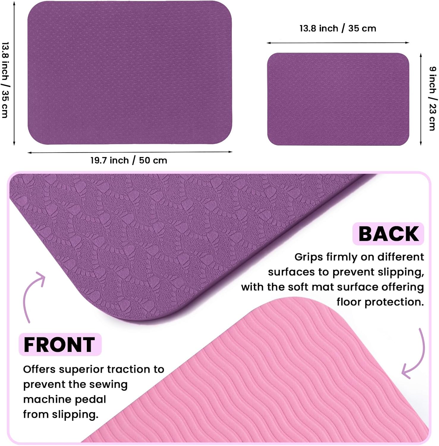 2 Sizes Sewing Machine Muffling Mat & Foot Pedal Mat, Reduce Vibrations Noise & Anti Bounce, Non Slip Serger Sewing Machine Mat for Quilting Embroidery, Sewing Machine Pads for Holiday Sewings Present