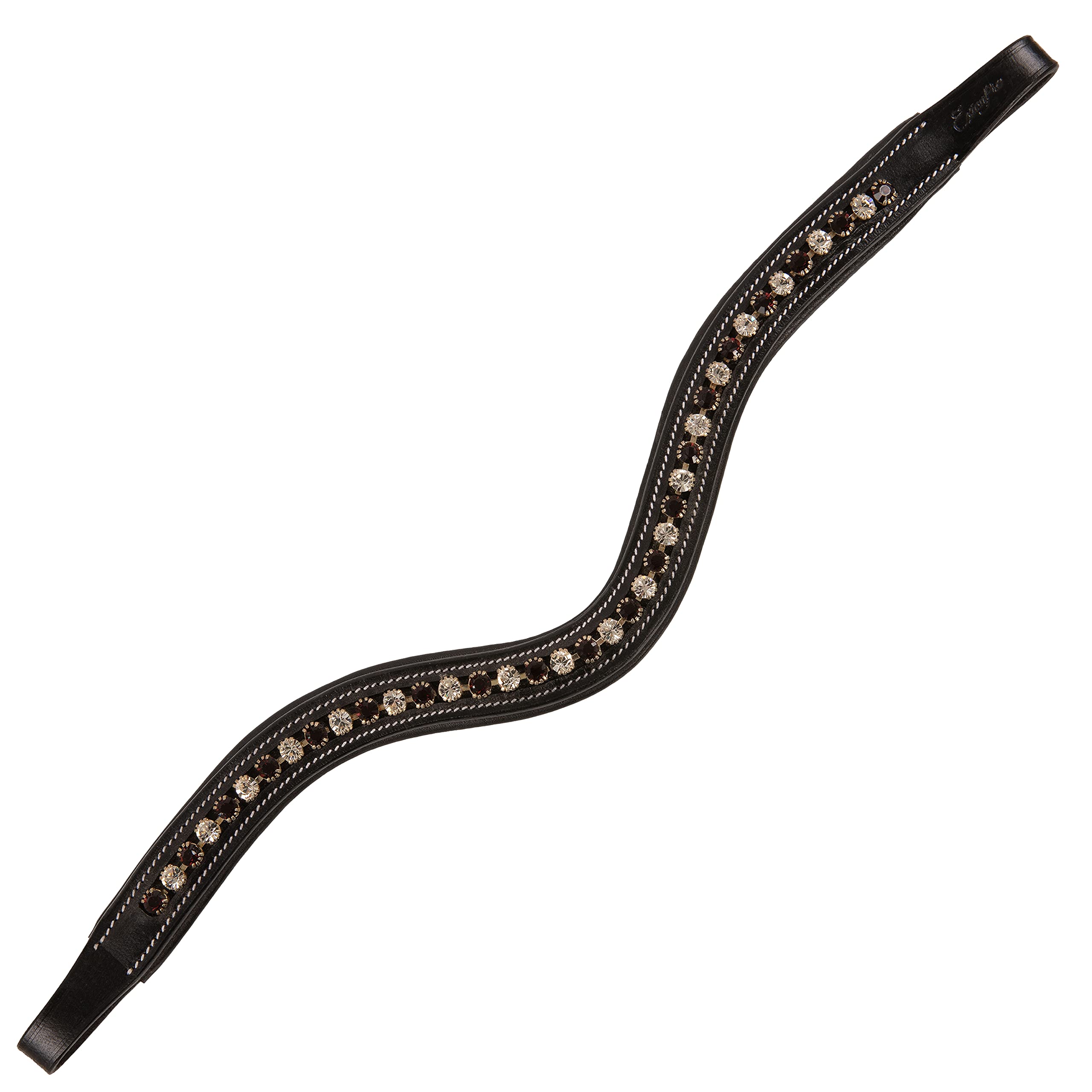 Exion Frontal pour Bride de Cheval Anglais | Frontal rembourré de Forme incurvée pour Spectacle et Dressage | Frontal en Cristal Transparent Bordeaux pour Chevaux