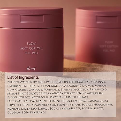 Miniatura 6 de KOY Flow Soft Cotton Peel Pad - Almohadillas de tóner de tela de algodón 100% vegano para exfoliación e hidratación de poros, refuerzo calmante de