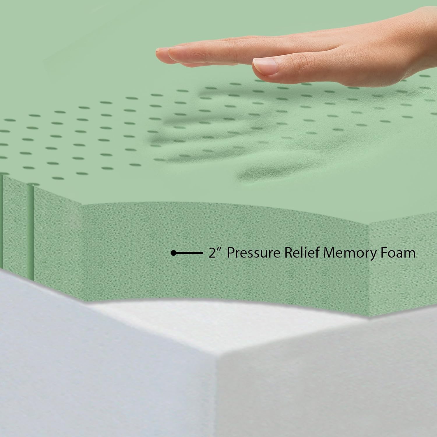 Zinus 2 Inch Green Tea Memory Foam Mattress Topper, Queen
