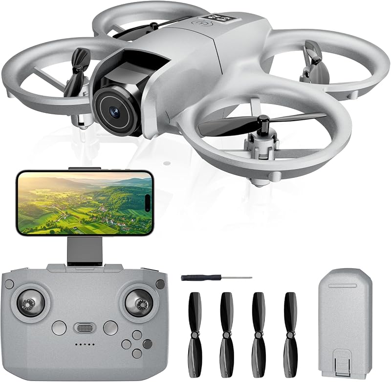 Dron con cámara, cuadricóptero HD 1080P para principiantes | Despegue/aterrizaje con una sola llave, retención de altitud, modo sin cabeza, volteretas 3D, vuelo de trayectoria, modos de 3 velocidades